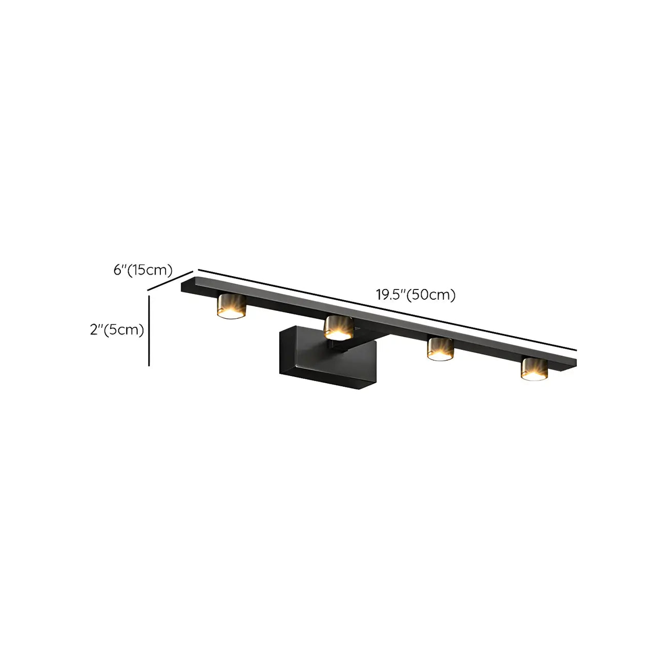 Applique murale LED classique en tube métallique avec abat-jour pour salle de bain