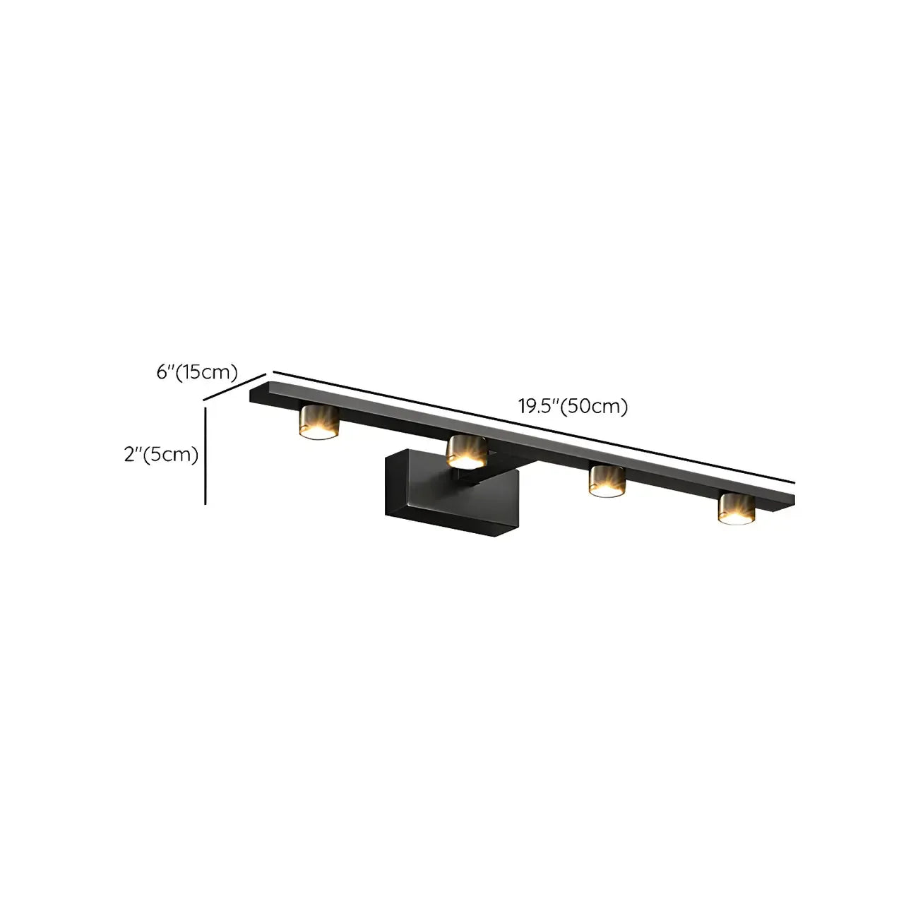 Applique murale LED classique en tube métallique avec abat-jour pour salle de bain