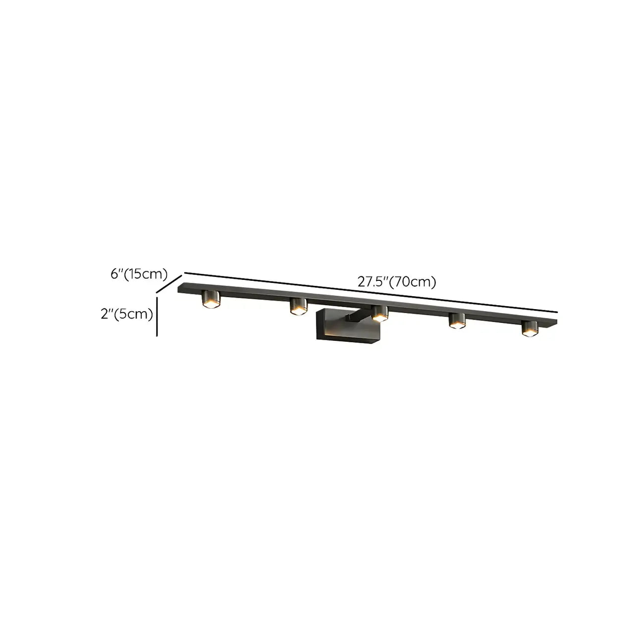Applique murale LED classique en tube métallique avec abat-jour pour salle de bain
