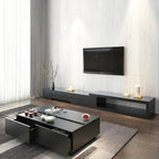 Table basse rectangulaire relevable avec rangement en bois de noyer noir