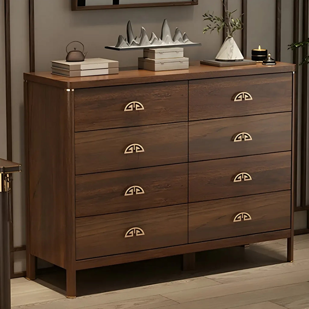 Commode double traditionnelle en bois brun avec tiroirs à fermeture douce