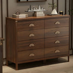 Commode double traditionnelle en bois brun avec tiroirs à fermeture douce