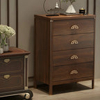 Commode double traditionnelle en bois brun avec tiroirs à fermeture douce