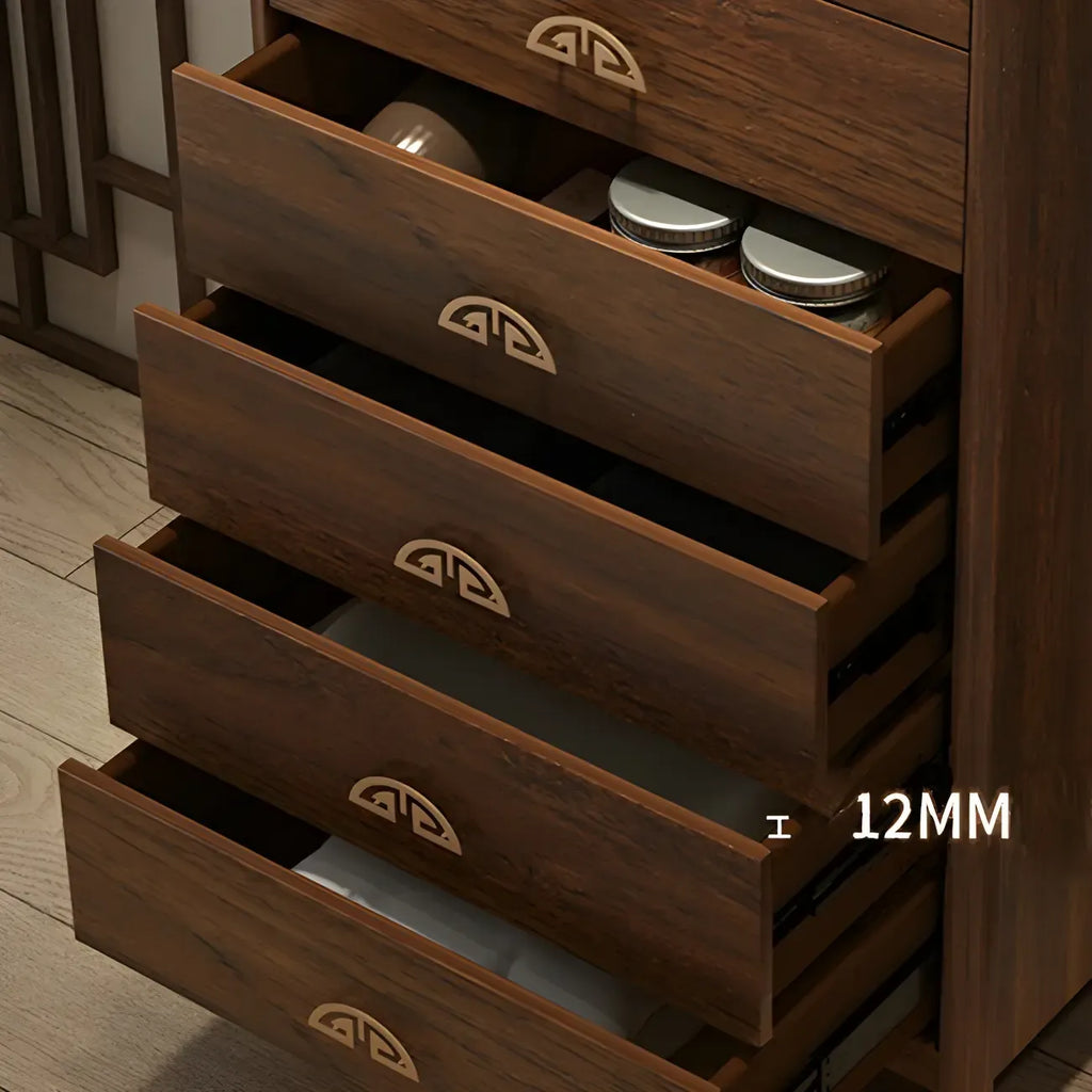 Commode double traditionnelle en bois brun avec tiroirs à fermeture douce