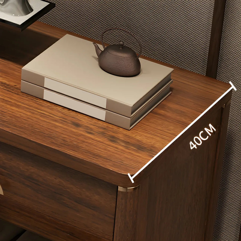 Commode double traditionnelle en bois brun avec tiroirs à fermeture douce