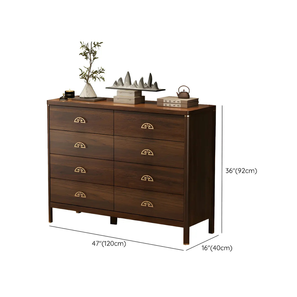 Commode double traditionnelle en bois brun avec tiroirs à fermeture douce