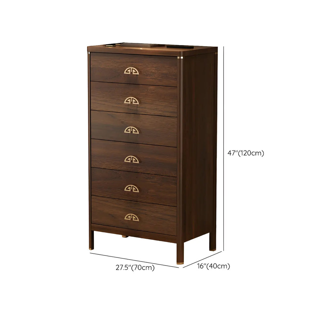 Commode double traditionnelle en bois brun avec tiroirs à fermeture douce