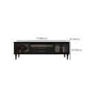 Meuble TV moderne en bois noir, porte vitrée et étagère ouverte (79 cm)