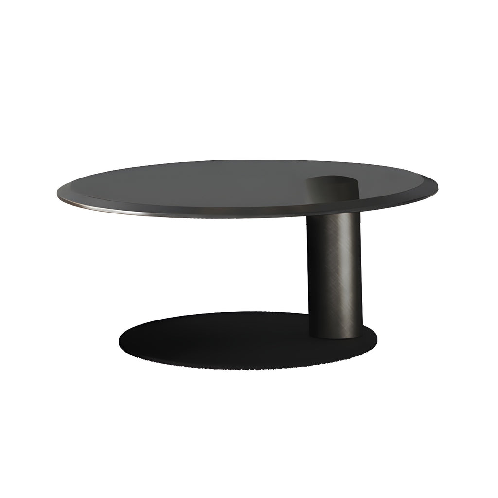 Table basse ronde en bois avec piètement en métal marron