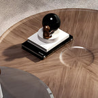 Table basse ronde en bois avec piètement en métal marron