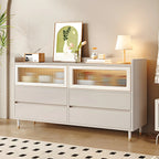 Élégante commode double en bois blanc avec placards et tiroirs