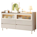 Élégante commode double en bois blanc avec placards et tiroirs