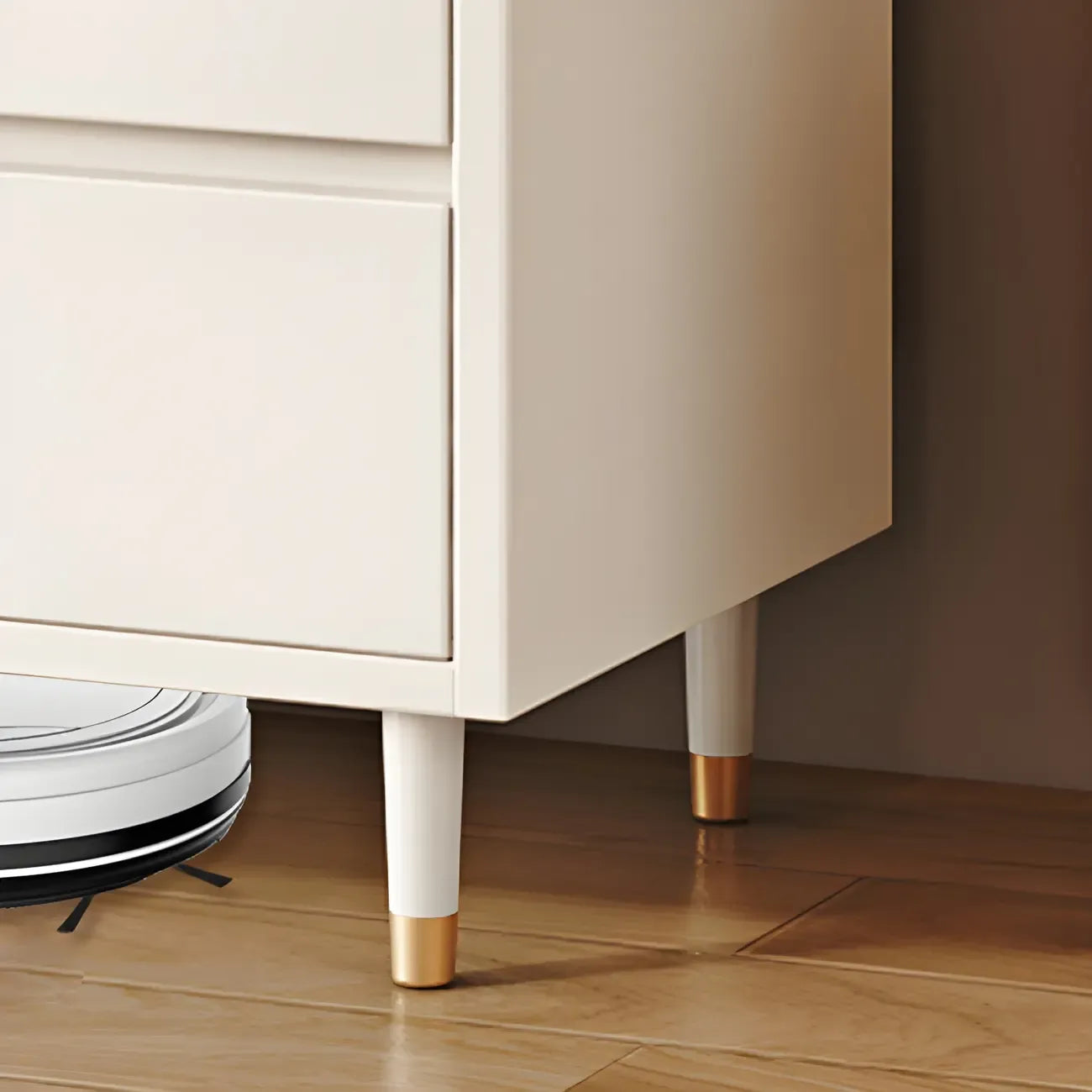 Élégante commode double en bois blanc avec placards et tiroirs