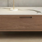 Meuble TV avec tiroirs et plateau en pierre marron de 71 pouces, avec gestion des câbles