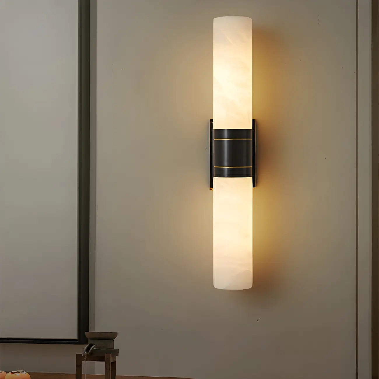 Applique murale moderne cylindrique en marbre avec éclairage LED orientable pour chambre