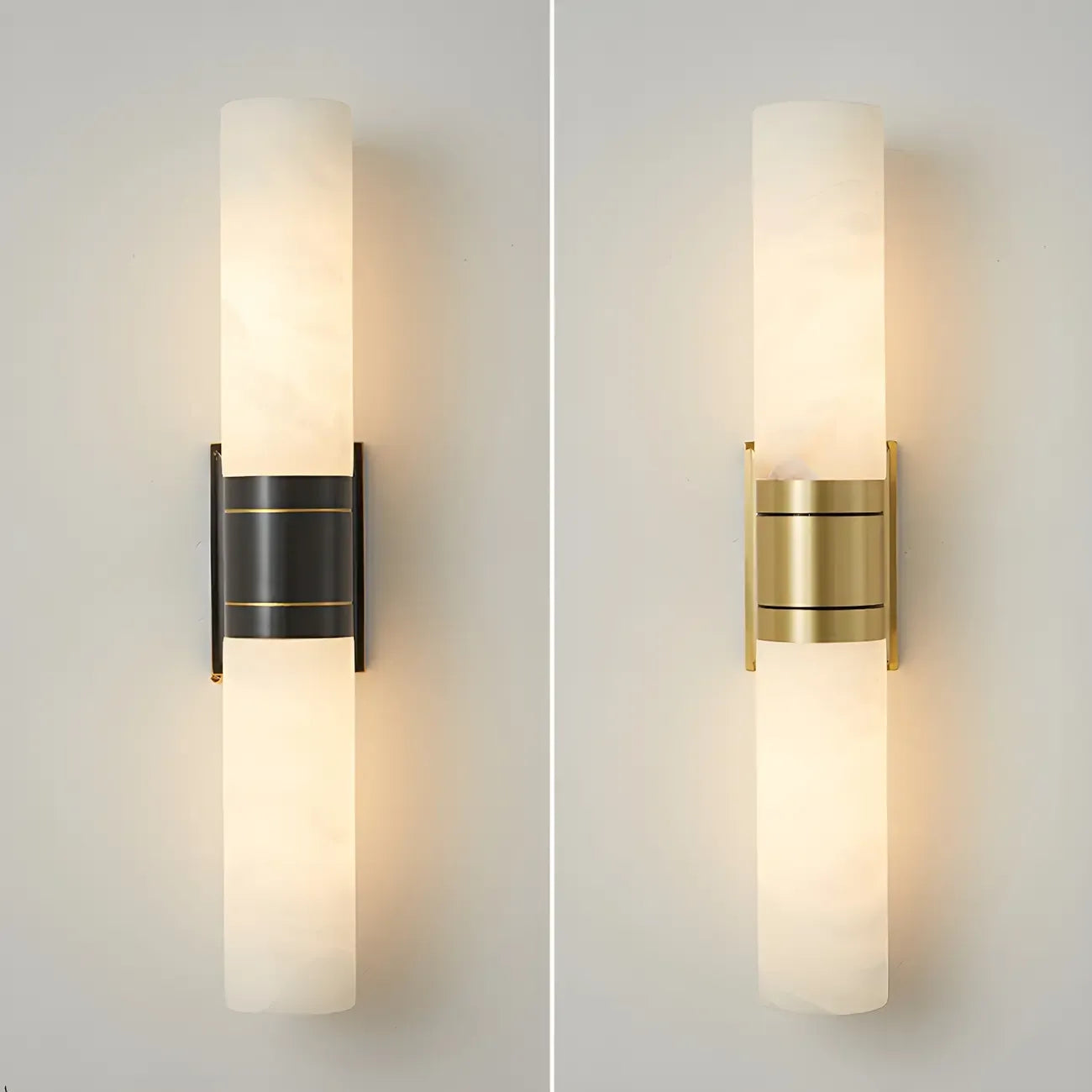 Applique murale moderne cylindrique en marbre avec éclairage LED orientable pour chambre