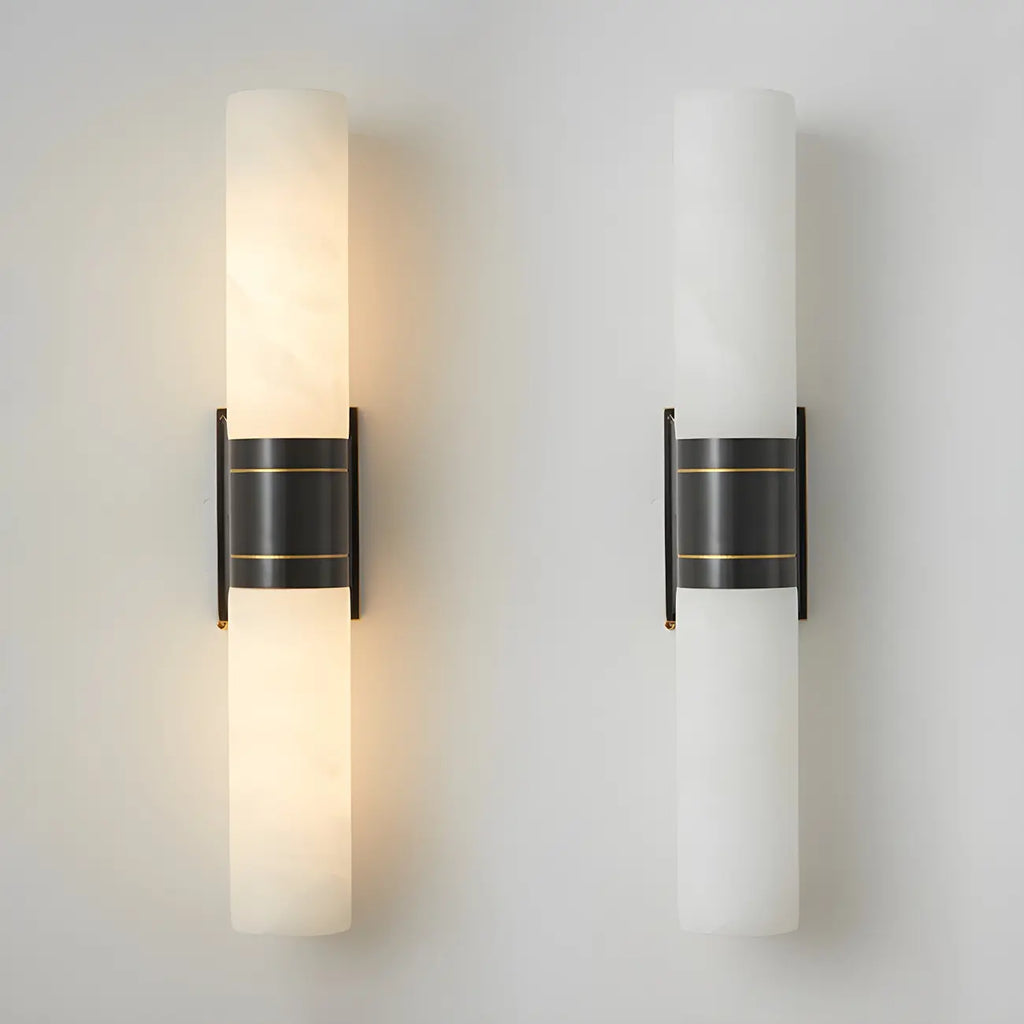 Applique murale moderne cylindrique en marbre avec éclairage LED orientable pour chambre