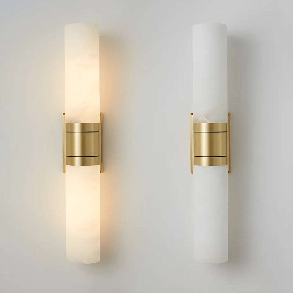 Applique murale moderne cylindrique en marbre avec éclairage LED orientable pour chambre