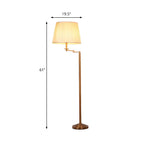 Lampadaire moderne à bras articulé en laiton avec abat-jour cylindrique en tissu